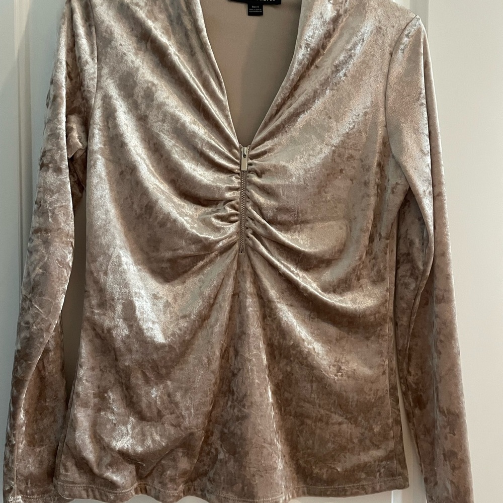 Elegant Beige Velvet Women's Top